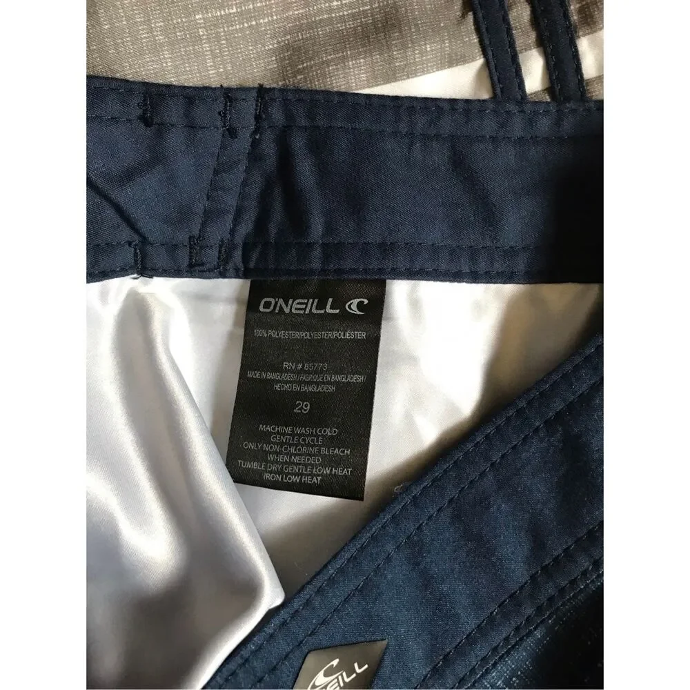 O’Neill men’s swim trunks shorts blue white ties unlined size 29 New with tags